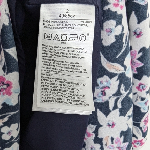 Banana Republic Dress 2 Floral Blue Pink Shift Drop Waist Flounce Hem - Picture 7 of 10